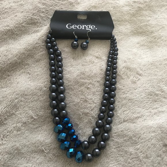 Walmart George Pearl Necklace Earrings - Picture 1 of 1